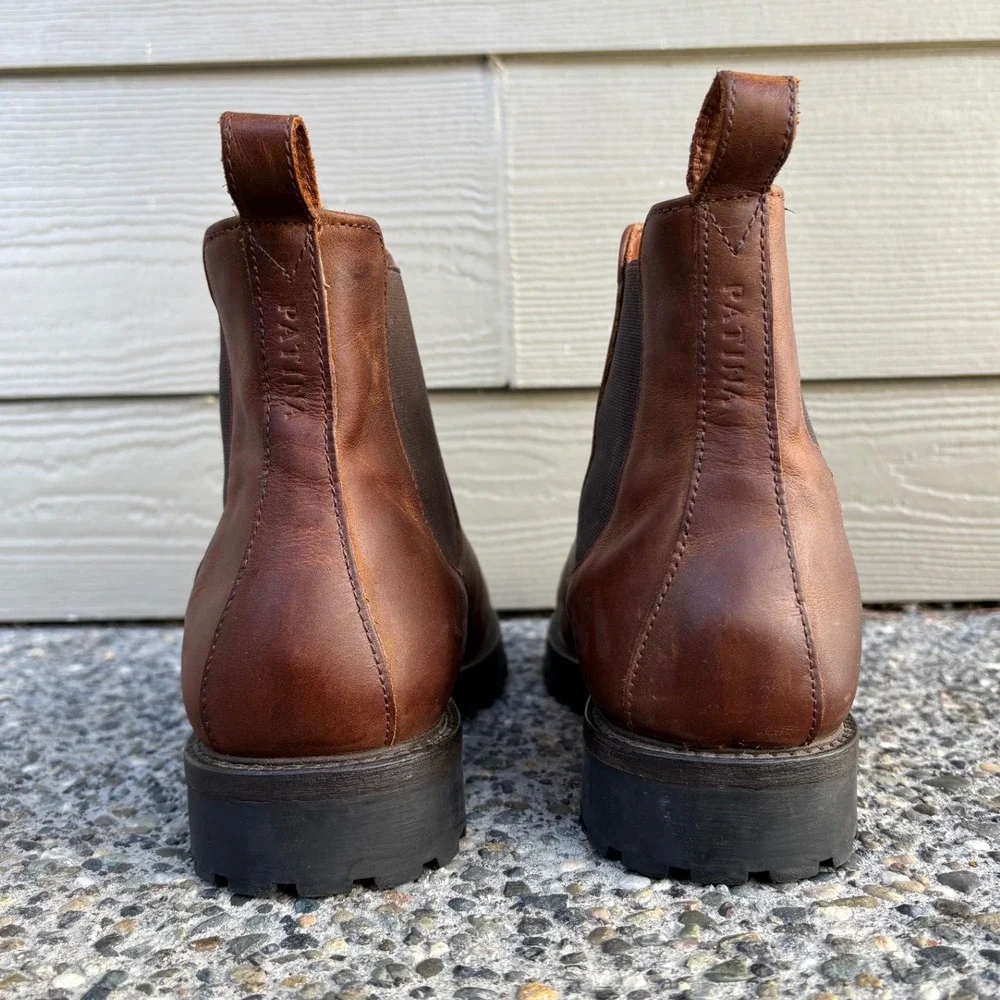 Patina Portland Men's US Size 9 Brown Leather Footwear Chelsea Boots Pull‎ On